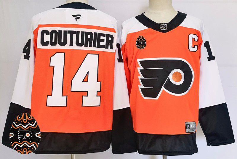 Men Philadelphia Flyers #14 Couturier Orange Fanatics 2025 NHL Jersey style 3